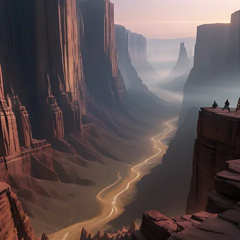 Photorealistic canyon landscape