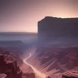 AI image generated from prompt: "a colossal crystal canyon at sunrise, dust motes glittering in the air, awe-inspiring scale, wide establishing shot" — Cinematic, ChilloutMix model