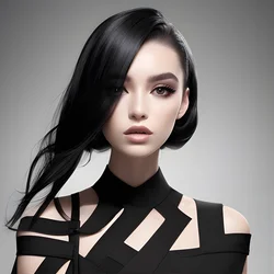 AI image generated from prompt: "a high-fashion editorial portrait with bold silhouette and pristine styling, confident pose, clean background" — Fashion Photography, ChilloutMix model