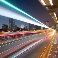 AI image generated from prompt: "night traffic light trails weaving through a city interchange, silky motion blur, energetic flow" — Long Exposure, ChilloutMix model