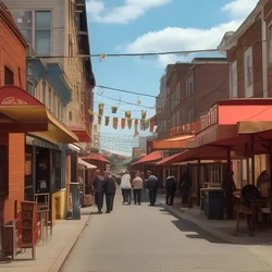 AI image generated from prompt: "a warm nostalgic street scene with Kodachrome tones, subtle film grain, rich reds and blues" — Vintage Kodachrome, ChilloutMix model