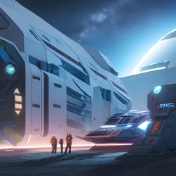 AI image generated from prompt: "a sci-fi concept of a modular lunar base under a star-filled sky, engineering detail, scale" — Sci-Fi Concept Art, ChilloutMix model