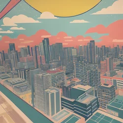 AI image generated from prompt: "a sosaku-hanga print of a modern skyline, expressive carving energy, bold personal style" — Sosaku-hanga, ChilloutMix model