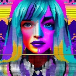 AI image generated from prompt: "a glitch art portrait with fractured pixels and chromatic offsets, intentional distortion, vibrant color" — Glitch Art, ChilloutMix model