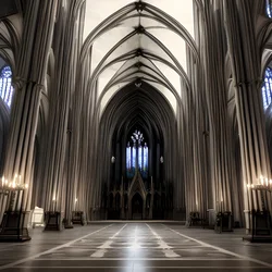 AI image generated from prompt: "a gothic cathedral interior with towering arches and candlelight, moody atmosphere, dramatic architecture" — Gothic, ChilloutMix model