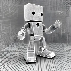 AI image generated from prompt: "a simple 3D anime coloring book line drawing of a friendly robot waving, clean outlines, minimal detail" — 3D Anime Colouring Book, ChilloutMix model