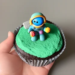 AI image generated from prompt: "a claymation scene of a small astronaut planting a flag on a cupcake planet, tactile charm, playful set" — Claymation, ChilloutMix model