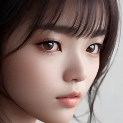 AI image generated from prompt: "a photoreal close-up portrait of an East Asian woman with glossy eyes and soft catchlights, gentle expression, smooth but realistic skin…" — ChilloutMix model