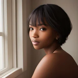 AI image generated from prompt: "a photoreal lifestyle portrait of a young Black woman by a sunlit window, relaxed warm smile, soft natural skin tones, subtle makeup, 50m…" — ChilloutMix model