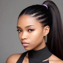 AI image generated from prompt: "a photoreal portrait of a Black young woman with a sleek ponytail, confident expression, studio beauty lighting, smooth gradients, realis…" — ChilloutMix model