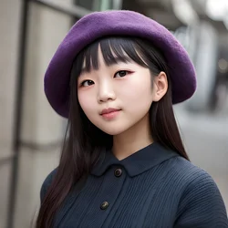 AI image generated from prompt: "a photoreal portrait of an East Asian young woman wearing a beret, playful wink, fashion street style, natural daylight, shallow depth of…" — ChilloutMix model