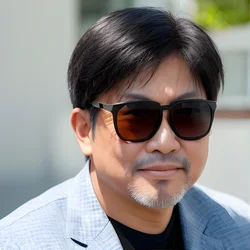 AI image generated from prompt: "a photoreal portrait of an East Asian middle-aged man wearing sunglasses on a bright day, cool confident expression, realistic reflection…" — ChilloutMix model